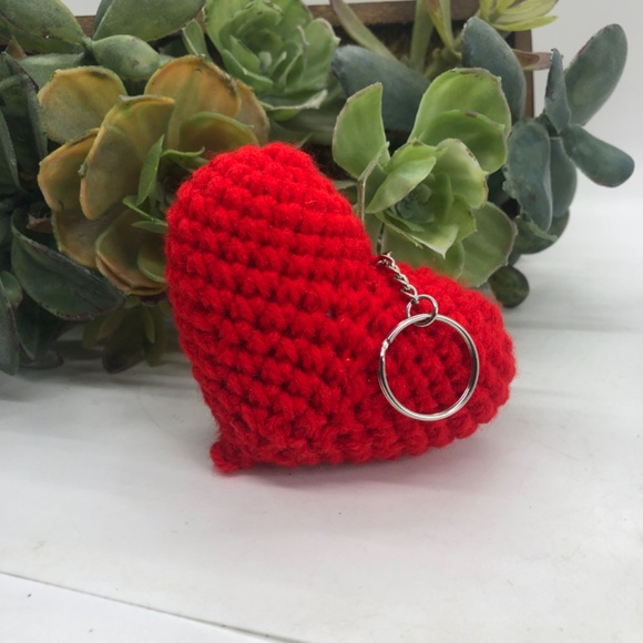 Crochet Heart Bag Charm ❤️ Love On The Go Red Heart Keychain Bag Accesso… - Picture 8 of 17